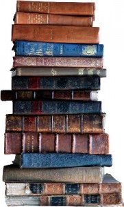 stack of old books